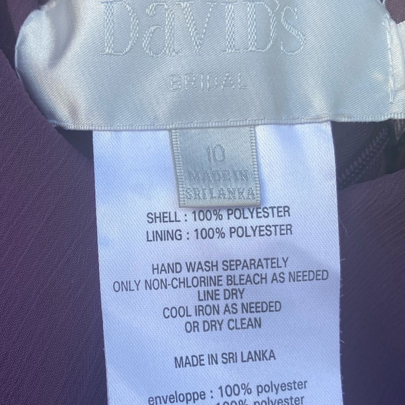 David’s Bridal Flutter Sleeve Chiffon Dress Plum - Picture 8 of 14